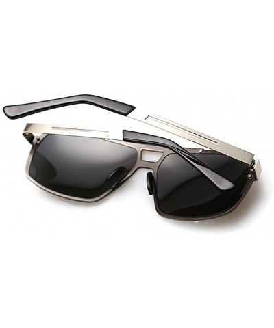 Luxury Brand Mens Sunglasses Thin Metal Frame Aviator Lens 56 mm - Silver/Black - CL1228LA1FX $20.57 Rimless