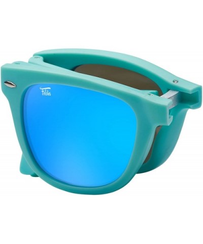 Classic Polarized Folding Sunglasses With Premium Cleaning Cloth and Leather Case - Turquoise - Blue Mirror - CH18CHIKZZU $38...