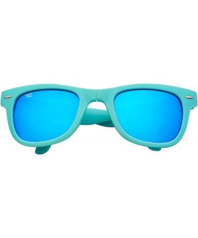 Classic Polarized Folding Sunglasses With Premium Cleaning Cloth and Leather Case - Turquoise - Blue Mirror - CH18CHIKZZU $38...