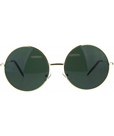 Womens Oversize Circle Round Lens Hippie Groovy Metal Rim Sunglasses - Gold Green - CG18DTH568L $9.34 Round