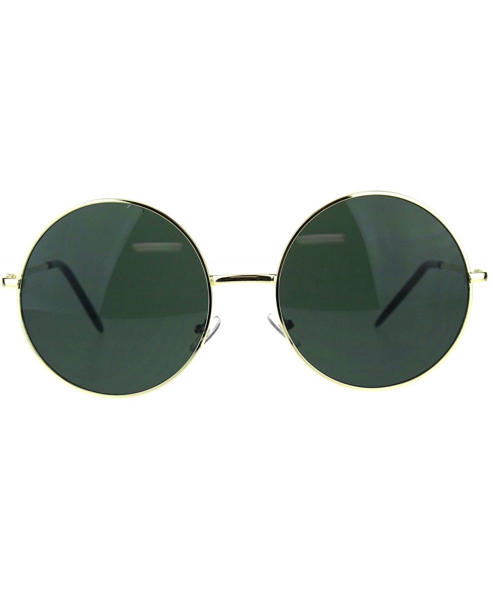 Womens Oversize Circle Round Lens Hippie Groovy Metal Rim Sunglasses - Gold Green - CG18DTH568L $9.34 Round