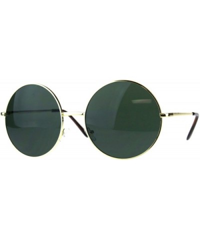 Womens Oversize Circle Round Lens Hippie Groovy Metal Rim Sunglasses - Gold Green - CG18DTH568L $9.34 Round