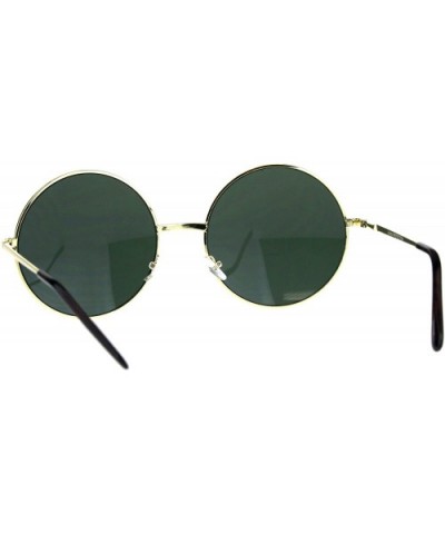 Womens Oversize Circle Round Lens Hippie Groovy Metal Rim Sunglasses - Gold Green - CG18DTH568L $9.34 Round