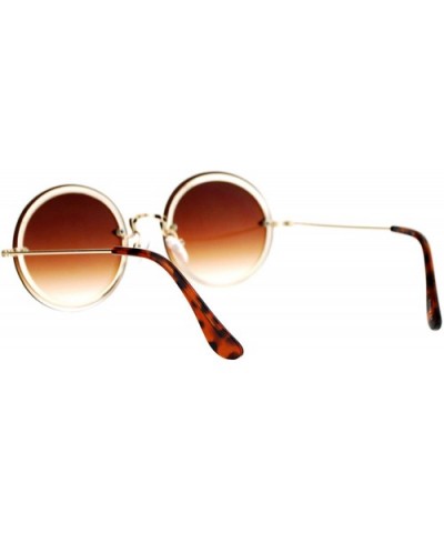 Round Circle Frame Sunglasses Womens Full Lens Rear Rim Fashion - Gold (Brown) - CQ1877LDTK2 $8.23 Rimless