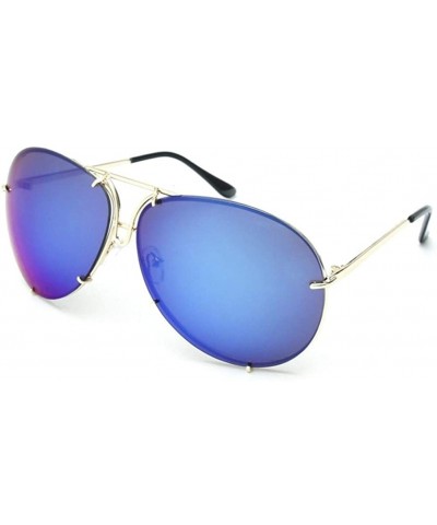 Sunglasses Women Retro Classic Brand Designer Oval Sunglasses Coating Mirror Lens Shades - Bule Mirror - CG198O32ZHL $9.71 Oval