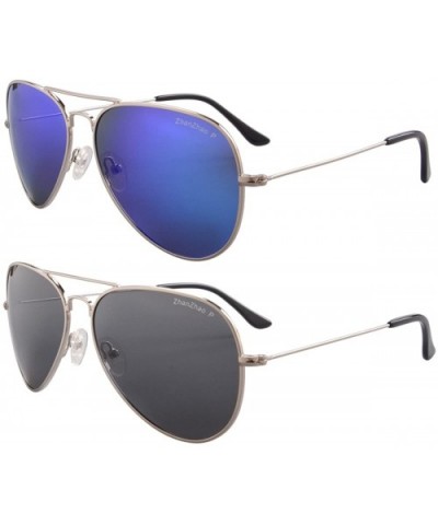 2 Pack of Sunglasses Men Women Polarized Metal Mirror UV 400 Lens Eyewear-TY301 - Silver+silver - CO189O4CC4Y $14.33 Aviator