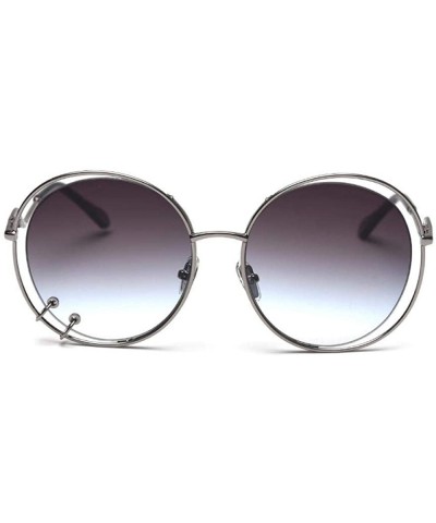 47059 Hollow Round Luxury Sunglasses Men Women Fashion Shades UV400 C101 Coffee - C2 Gun - CR18YZRRRZN $10.45 Oversized