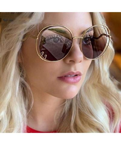 47059 Hollow Round Luxury Sunglasses Men Women Fashion Shades UV400 C101 Coffee - C2 Gun - CR18YZRRRZN $10.45 Oversized