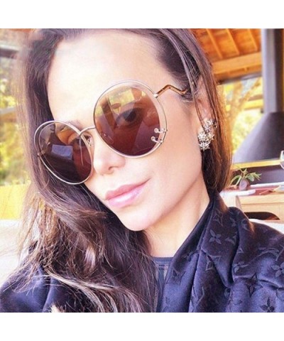 47059 Hollow Round Luxury Sunglasses Men Women Fashion Shades UV400 C101 Coffee - C2 Gun - CR18YZRRRZN $10.45 Oversized