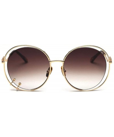 47059 Hollow Round Luxury Sunglasses Men Women Fashion Shades UV400 C101 Coffee - C2 Gun - CR18YZRRRZN $10.45 Oversized