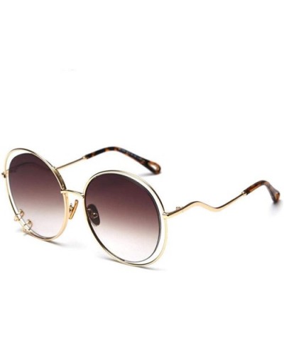 47059 Hollow Round Luxury Sunglasses Men Women Fashion Shades UV400 C101 Coffee - C2 Gun - CR18YZRRRZN $10.45 Oversized