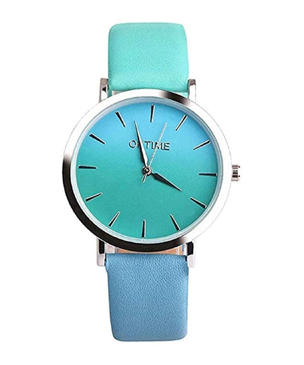 2019 New Casual Watch Fashion Rainbow Color Stitching Color Scale Round Dial Leather Ladies Quartz Watch - CH18UNZ2Z37 $6.30 ...