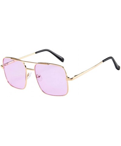 Classic Square Metal Sunglasses (Purple) - CN196M563TD $7.48 Square