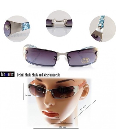 Small Slim Wraparound Rimless Lens Patterned Arm Sunglasses A239 - Brown - CD18KLDGCN7 $9.08 Rimless