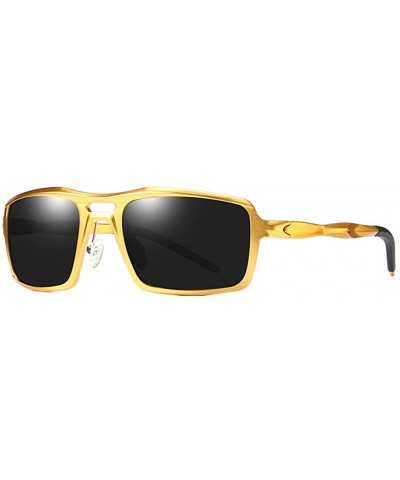 HD Polarized Metal Sunglasses For Men - Gold - CF18OEWT723 $20.72 Rectangular