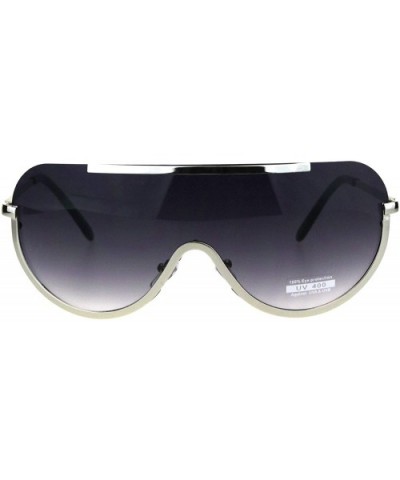 Futuristic Robotic Shield Exposed Lens Metal Rim Gradient Lens Sunglasses - Silver Smoke - CY18HLQWQNO $9.60 Shield