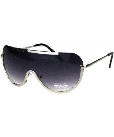 Futuristic Robotic Shield Exposed Lens Metal Rim Gradient Lens Sunglasses - Silver Smoke - CY18HLQWQNO $9.60 Shield