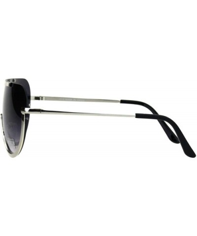 Futuristic Robotic Shield Exposed Lens Metal Rim Gradient Lens Sunglasses - Silver Smoke - CY18HLQWQNO $9.60 Shield