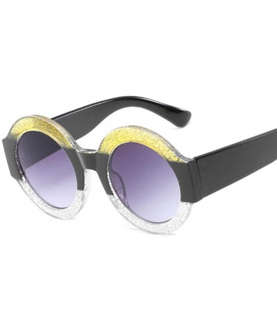 2019 Round Multicolor Sunglasses Women Brand Designer Classic Vintage Tea - Yellow Black - CJ18Y3O6ELT $6.75 Aviator