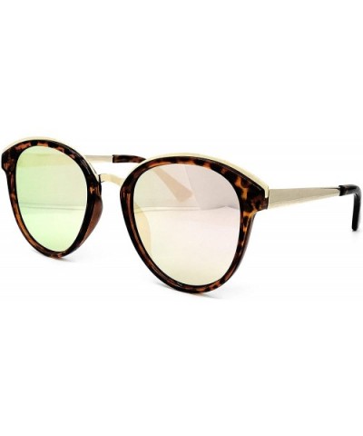 652 Premium Women Man Brand Designer Round Oval Style Mirrored Fashion Aviator Sunglasses652 - Brown Rosegold - CG18H5LLRQE $...