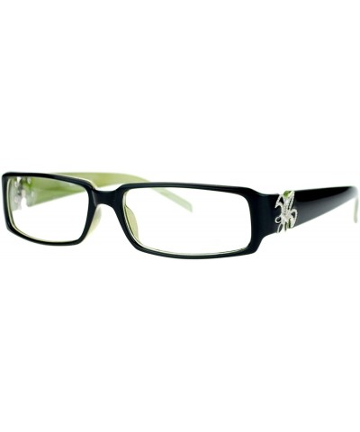 Flor de Lis Womens Narrow Rectangular Clear Lens Eye Glasses - Black Green - CU11ATARGLR $6.84 Rectangular