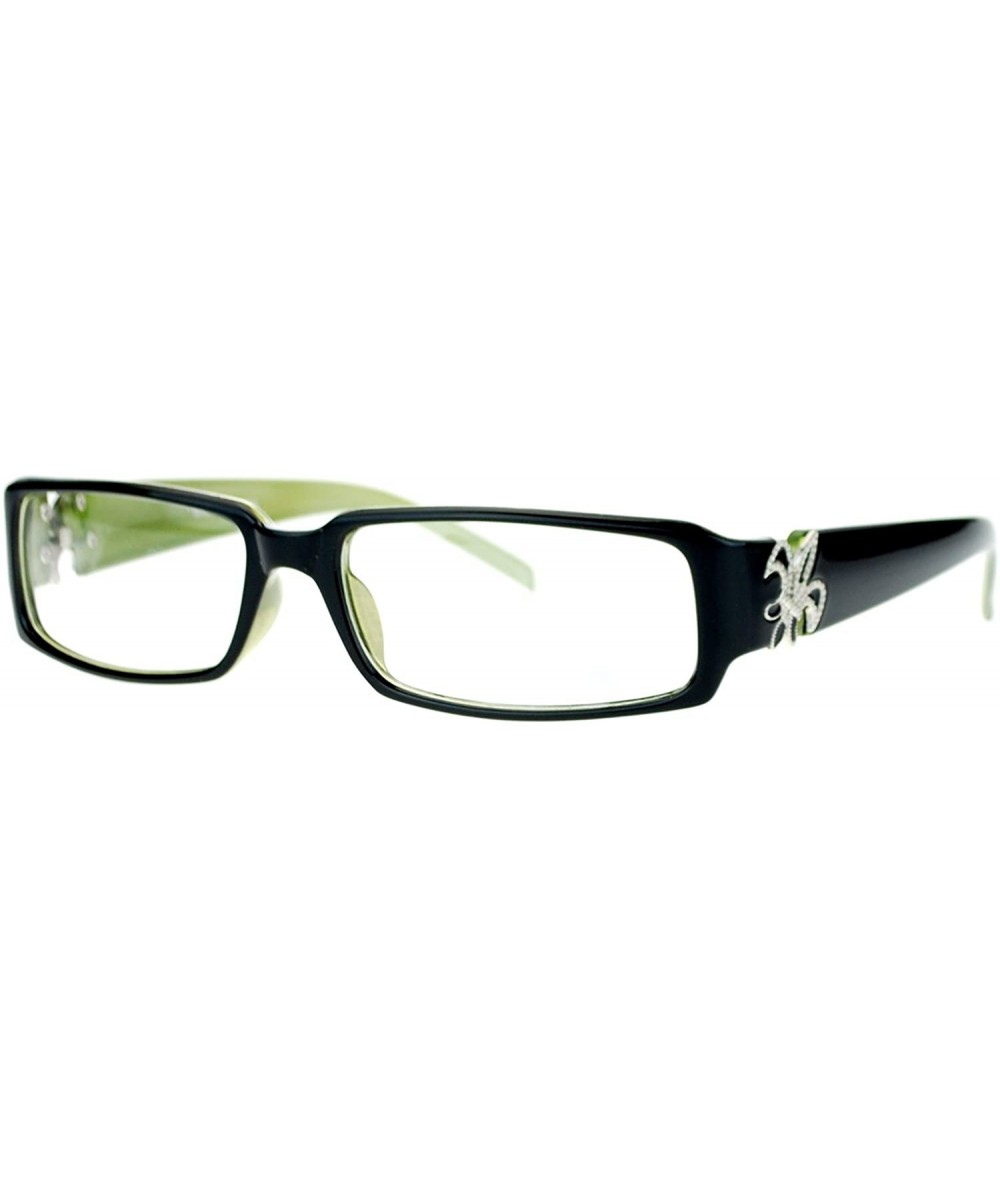 Flor de Lis Womens Narrow Rectangular Clear Lens Eye Glasses - Black Green - CU11ATARGLR $6.84 Rectangular