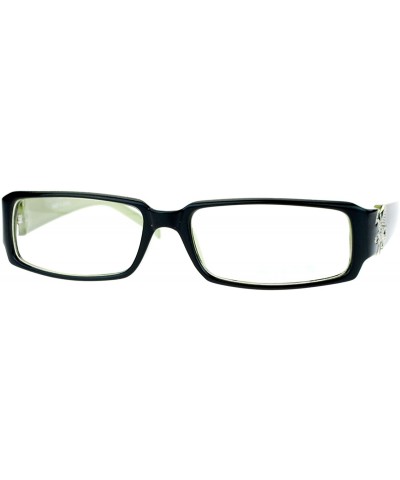 Flor de Lis Womens Narrow Rectangular Clear Lens Eye Glasses - Black Green - CU11ATARGLR $6.84 Rectangular