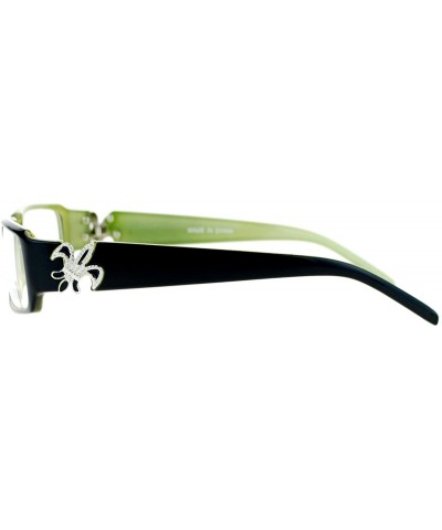 Flor de Lis Womens Narrow Rectangular Clear Lens Eye Glasses - Black Green - CU11ATARGLR $6.84 Rectangular