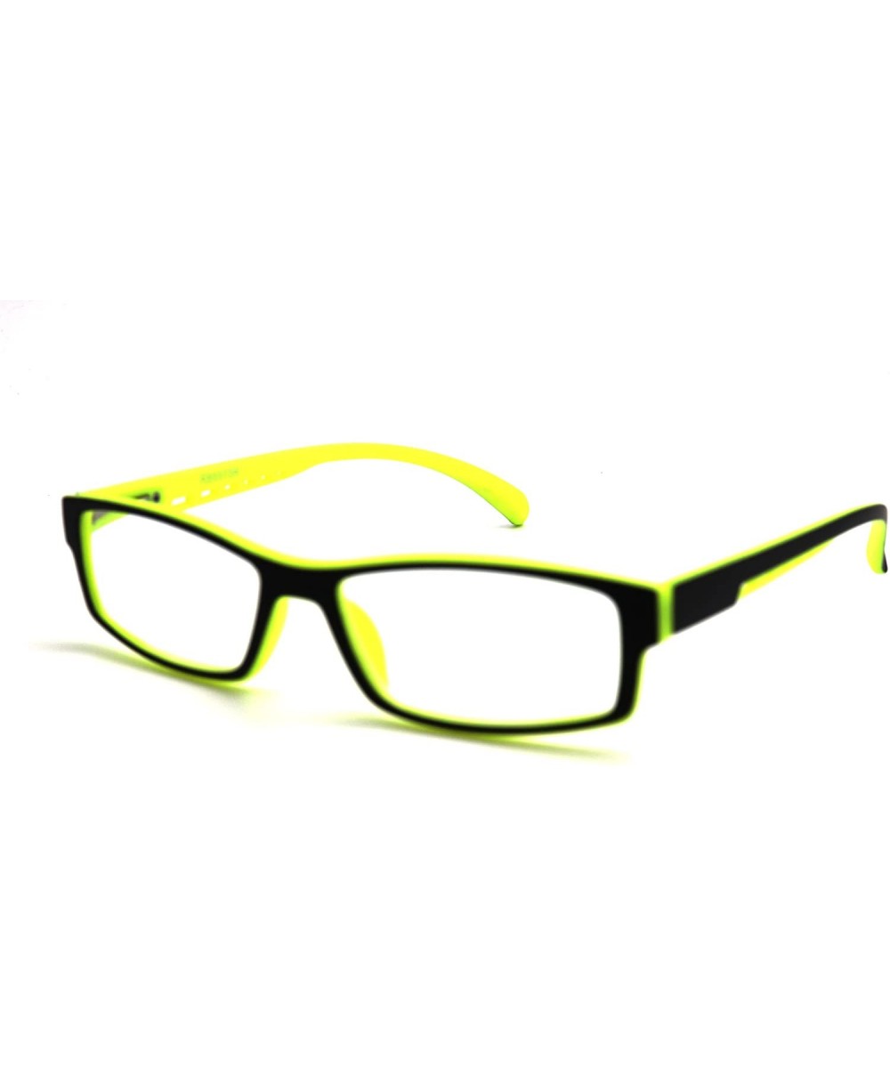 Soft Matte Black w/ 2 Tone Reading Glasses Spring Hinge 0.74 Oz - Matte Black Yellow - C612C1Y0DZ1 $12.27 Rectangular