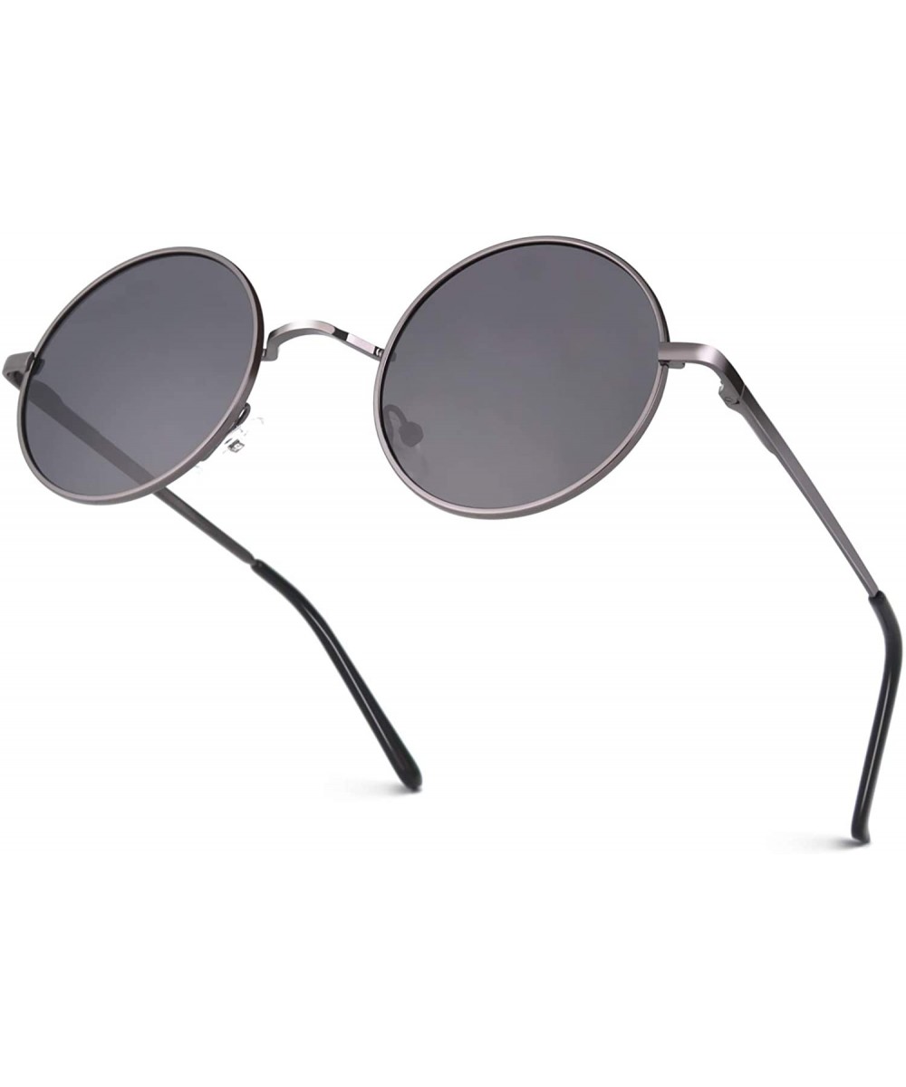 Classic Semi Rimless Half Frame Polarized Sunglasses for Men Women UV400 - 4 L Gun Frame/Grey Lens - C618N9HS0EZ $7.18 Oval