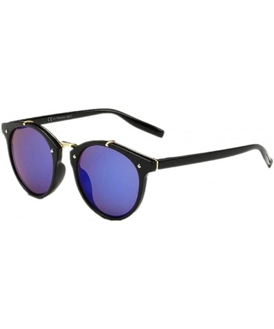Women Vintage Mirror UV400 Round Sunglasses Eyewear Retro Sun Glasses - Blue - C6182Z88R22 $5.61 Semi-rimless