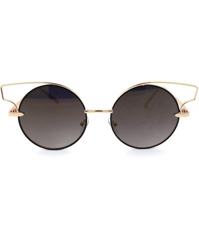 Designer Fashion Metal Wire Horn Rim Round Circle Lens Womens Sunglasses - All Gold - C712NDAOY26 $8.10 Round