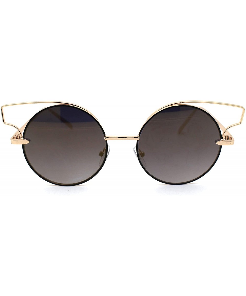 Designer Fashion Metal Wire Horn Rim Round Circle Lens Womens Sunglasses - All Gold - C712NDAOY26 $8.10 Round