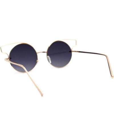 Designer Fashion Metal Wire Horn Rim Round Circle Lens Womens Sunglasses - All Gold - C712NDAOY26 $8.10 Round