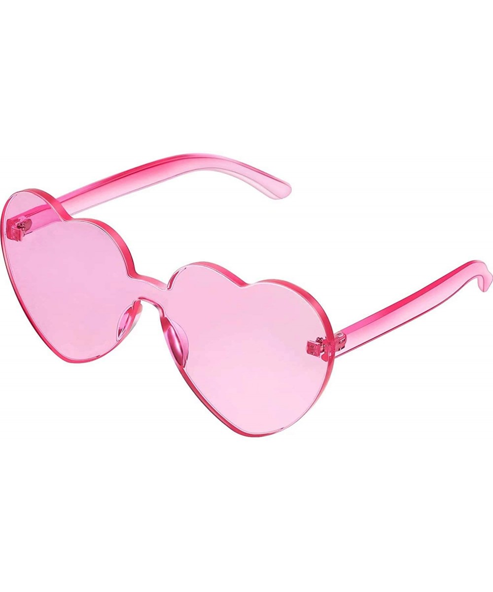 Love Heart Shape Sunglasses Transparent Party Sunglasses UV Protection Candy Color - Transparent Pink - C1199XZM6A4 $5.26 Rim...