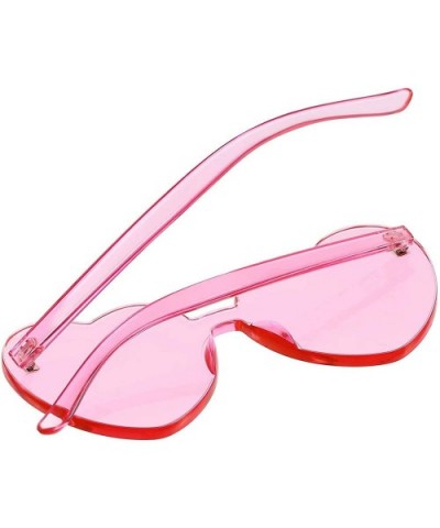 Love Heart Shape Sunglasses Transparent Party Sunglasses UV Protection Candy Color - Transparent Pink - C1199XZM6A4 $5.26 Rim...