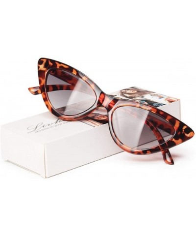 Retro Vintage Narrow Cat Eye Sunglasses for Women Clout Goggles Plastic Frame - A-leoaprd Grey - CE18D70ED9A $5.85 Oversized