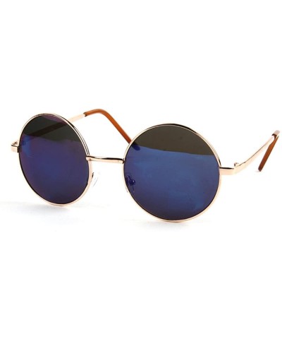 John Lennon 60's Vintage Round Hippie Sunglasses_1Pcs - Gold-bluemirror - CW12O8A3A2A $6.86 Round