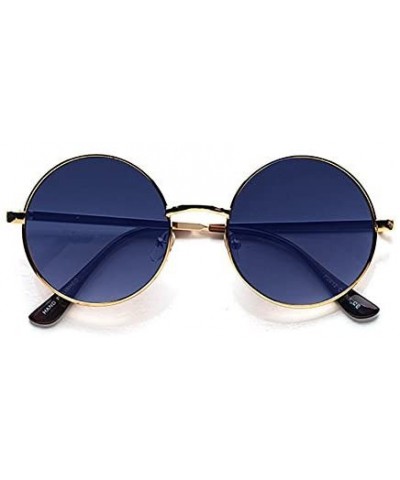 John Lennon 60's Vintage Round Hippie Sunglasses_1Pcs - Gold-bluemirror - CW12O8A3A2A $6.86 Round