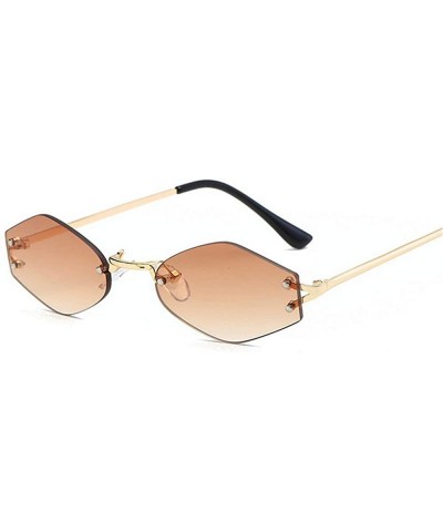 New Stylish Lady Frameless Irregular Fashion Diamond Sunglasses Polygon Glasses - CK18QCHY4U7 $10.25 Rimless