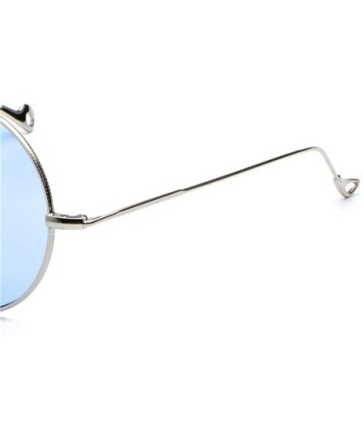Design of Street Photo Glasses with Round Frame Individual Legs - 0017 silver Frame+ Blue Lenses C1 - CV18OSZYE8N $6.52 Round