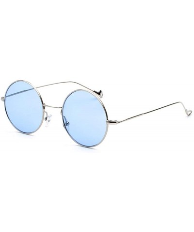 Design of Street Photo Glasses with Round Frame Individual Legs - 0017 silver Frame+ Blue Lenses C1 - CV18OSZYE8N $6.52 Round
