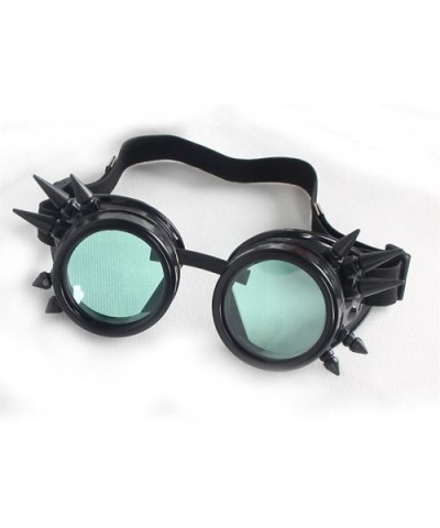 Rave Glasses Steampunk Vintage Goggles Retro Cosplay Halloween Spiked - Frame+green Lenses - CM18HA7UX5T $6.25 Goggle