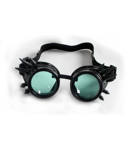 Rave Glasses Steampunk Vintage Goggles Retro Cosplay Halloween Spiked - Frame+green Lenses - CM18HA7UX5T $6.25 Goggle