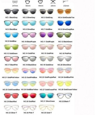 2020 Cat Eye Sunglasses Women Vintage Metal Reflective Glasses for Women Mirror Retro (Color Gold Ocean Pink) - CO199EKG97K $...