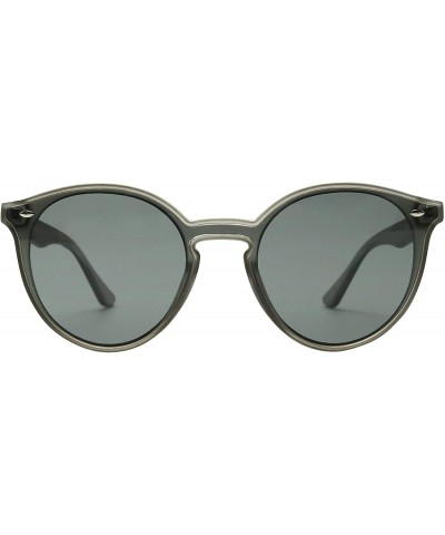 Oversized Round Cat Eye Sunglasses P3 Keyhole Bridge Retro Tinted Flat Lens Horn Rimmed Minimalist Fashion Shades - CH18XXLH5...