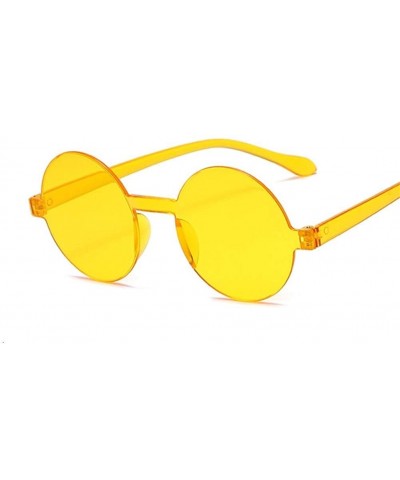 Round Frame Sunglasses Women Retro Black Yellow Sun Glasses Female Outdoor Driving - Transparent - CZ198XWHXXR $5.80 Round