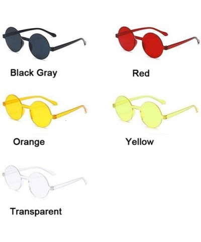 Round Frame Sunglasses Women Retro Black Yellow Sun Glasses Female Outdoor Driving - Transparent - CZ198XWHXXR $5.80 Round