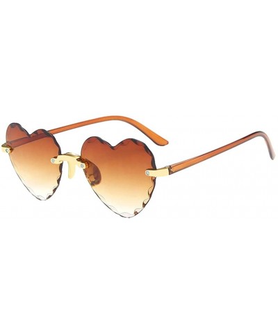 Fashion Men Women Sunglasses Outdoor Travel Beach Heart Shaped Frameless Eyewear - C - CE190HRG7DO $7.62 Rimless