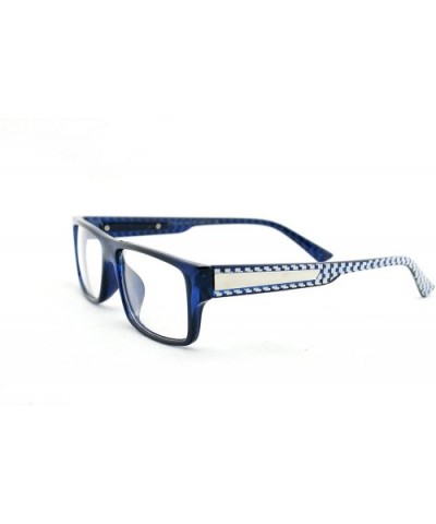 Casual Simple Squared Durable Frames Design Clear Eye Glasses Geek - Blue/Black - CD11O4D6FSR $7.61 Square